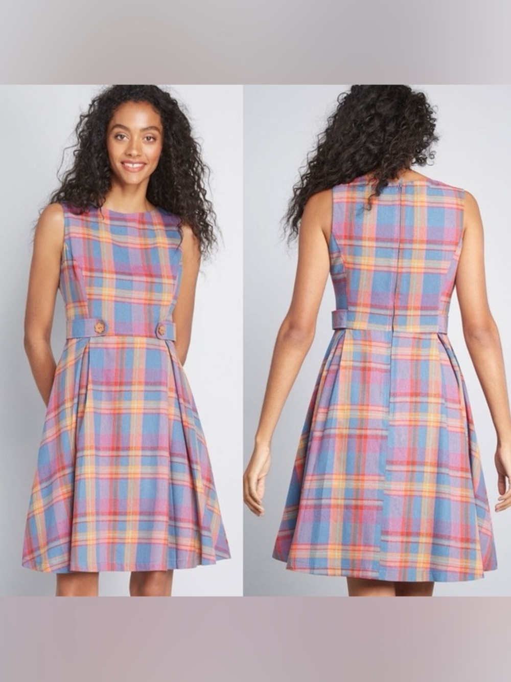 Something Sixties Plaid Dress